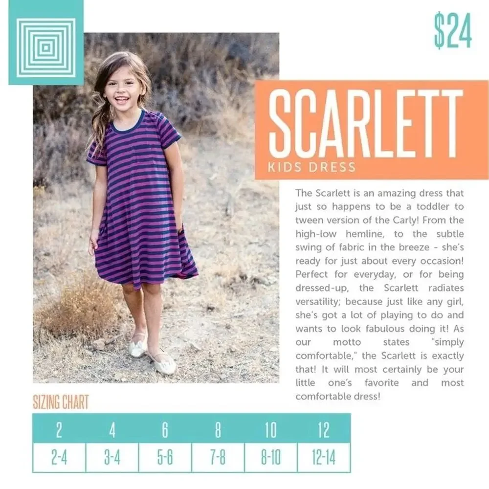 LuLaRoe Kids Scarlett Dress Size 8 NWT Dark Floral Pattern NEW